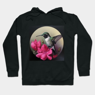 Hummingbird with Bright Pink Flowers in a Circle Hoodie